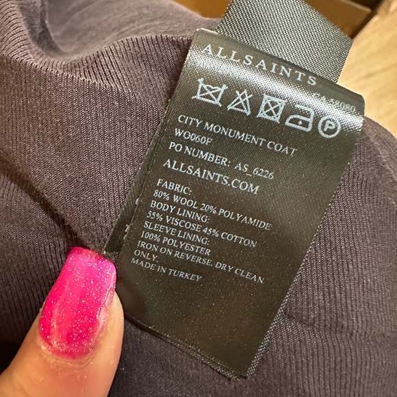 Allsaints wrap wool coat with clasp closure - Picture 7 of 7